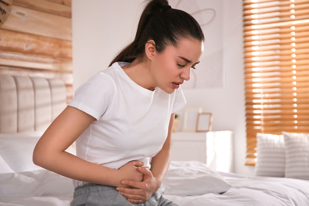 Woman in stomach pain